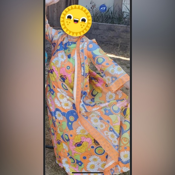 🎃COPY - 1960’s psychedelic floral print caftan and robe 1-piece - Picture 6 of 6